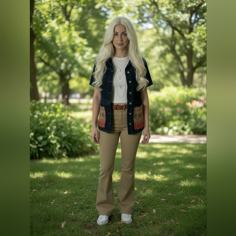 UPCYCLED Western Short Sleeve Jacket Large - Picture 2 of 5